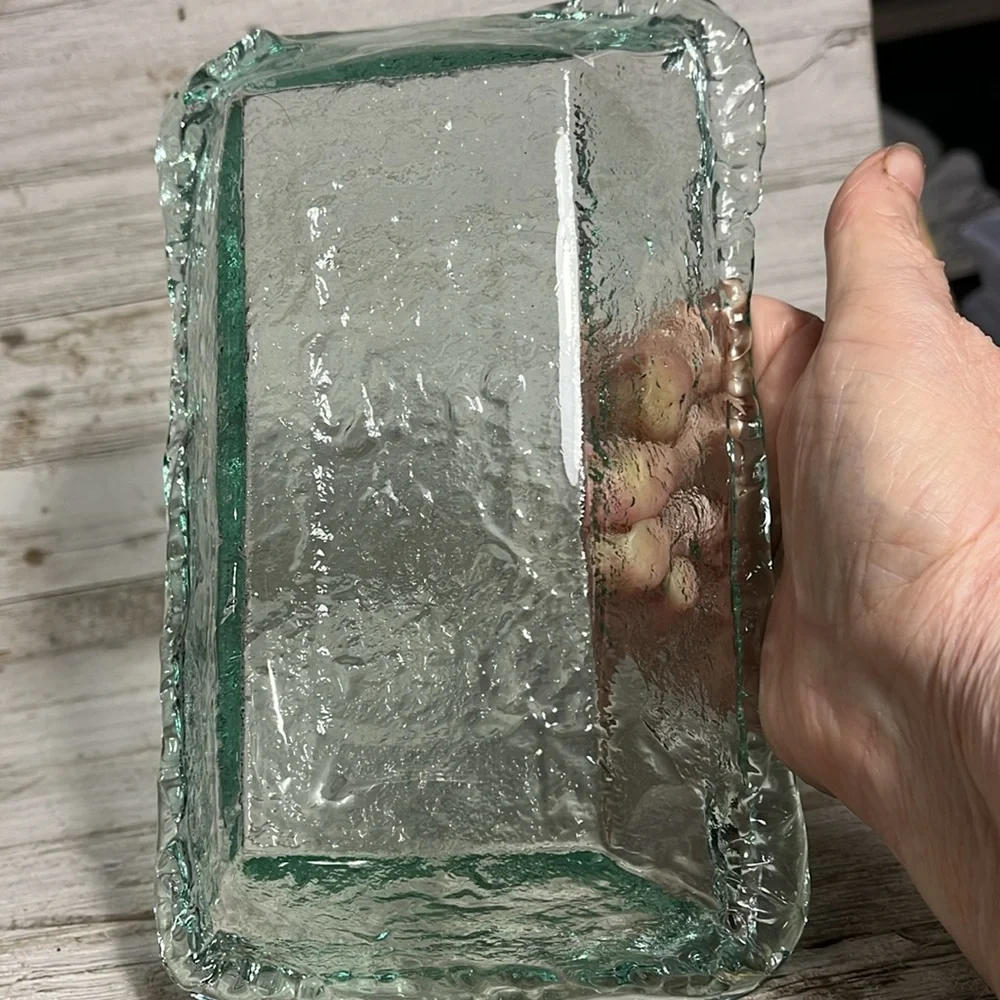 Recycled Textured Sea Green RECTANGLE Glass Bowl/Storage Tray